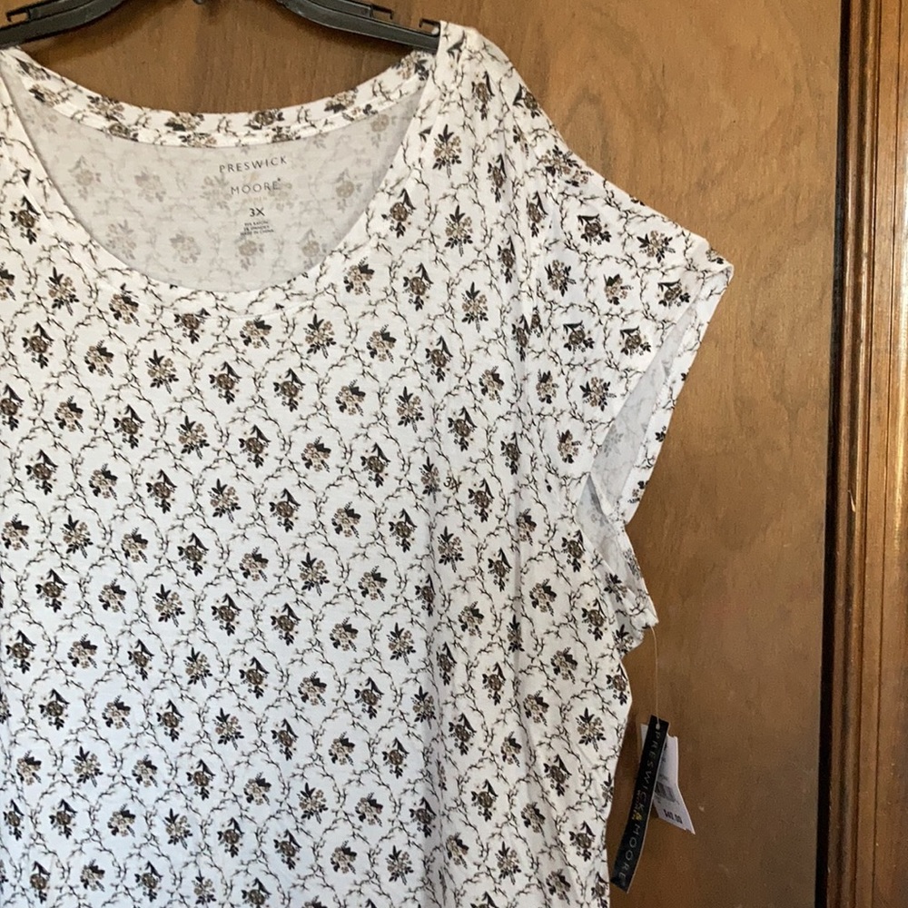 Preswick & Moore floral print top soft material w stretch 3X - Picture 5 of 14